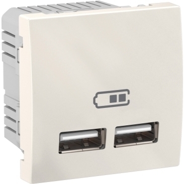 SCHN MGU3.418.25 Unica - Dvojitý nabíjecí USB konektor 2.1A, Marfil RP 0,06kč/ks