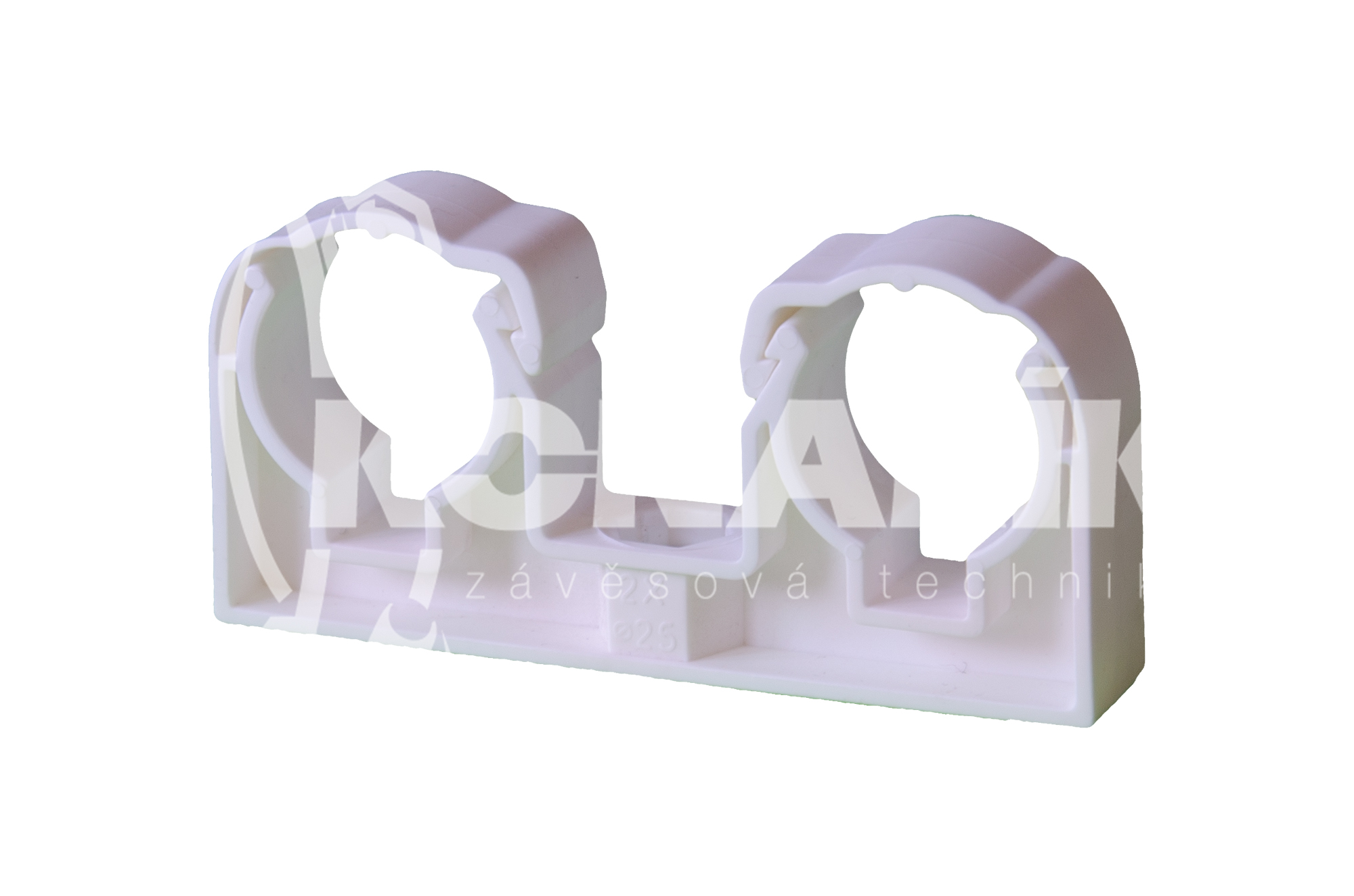 Příchytka dvojitá se třmenem 2x20mm bílá UNI