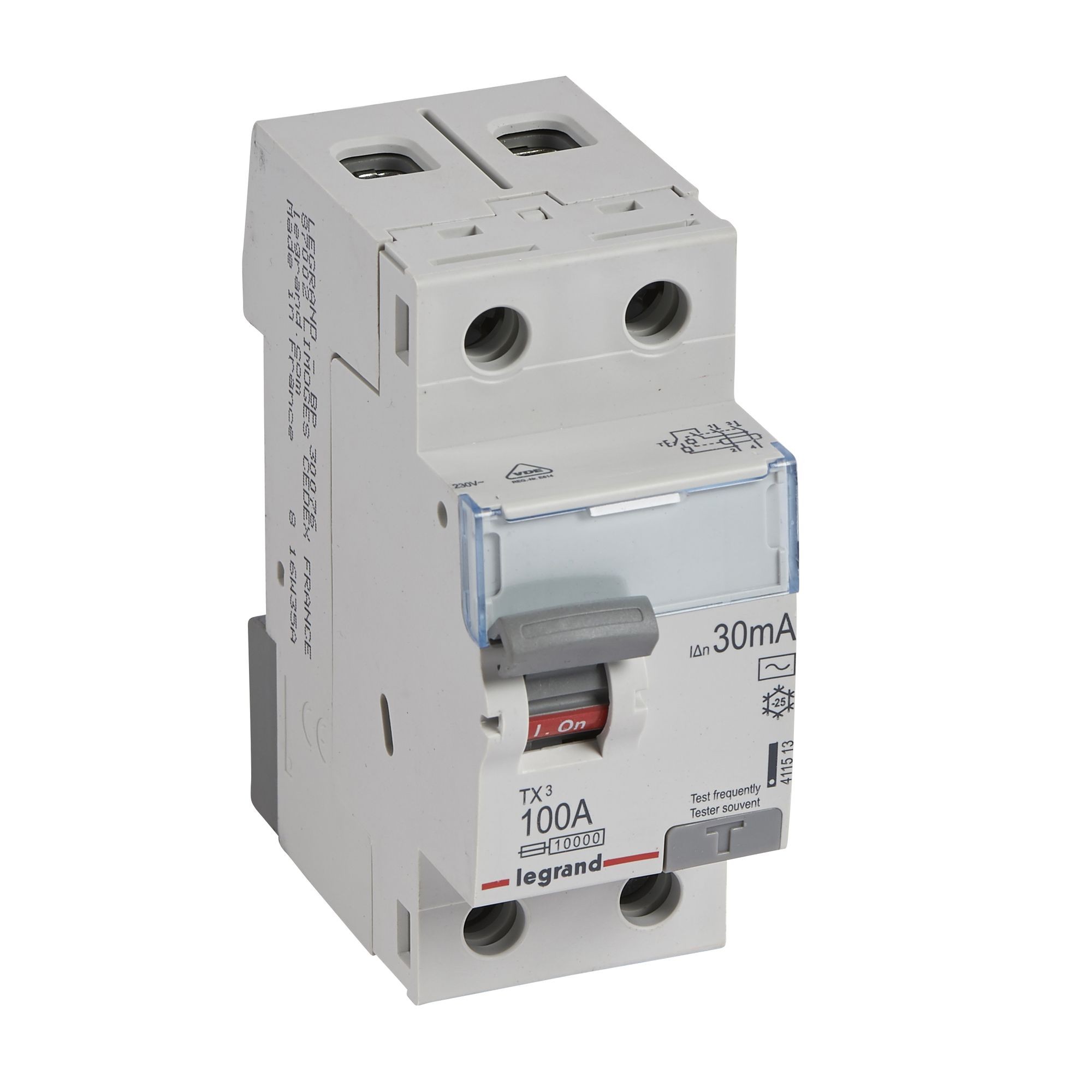 Chránič dvoupolový LEGRAND 411513 TX3 CHRÁN. 2P 100A 30MA AC