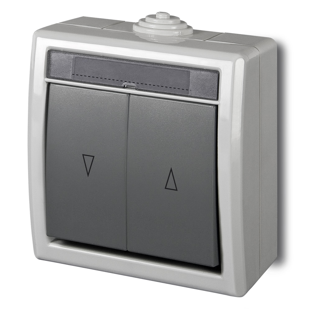 ATLAS IP55 Spínač žaluziový č.1/0+1/0, šedý