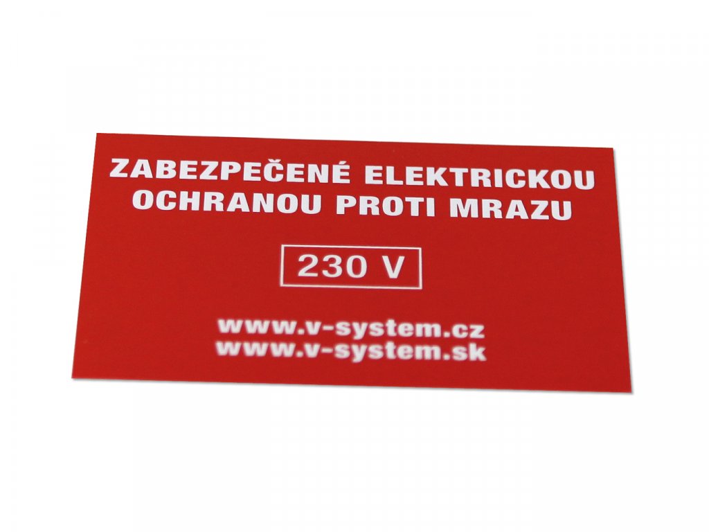 Samolepka vyhřívání VSYS 7501 "Elektricky vyhříváno" na potrubí