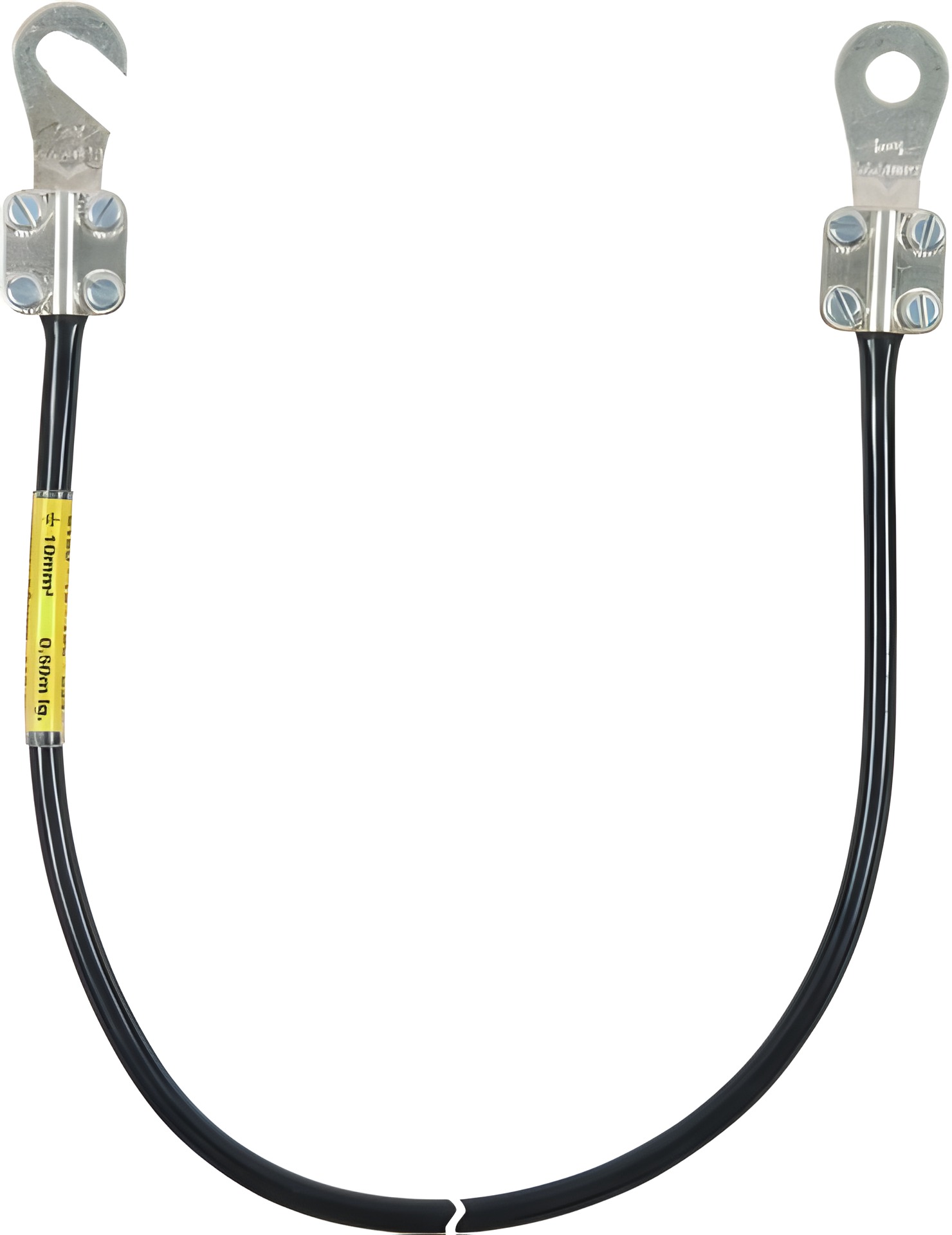 DEHN 410411 Uzemňovací vodič 10mm2/L 1,0m černý s kabelovými oky (C)M8 a (B)M8/M10 DEHN DEHN