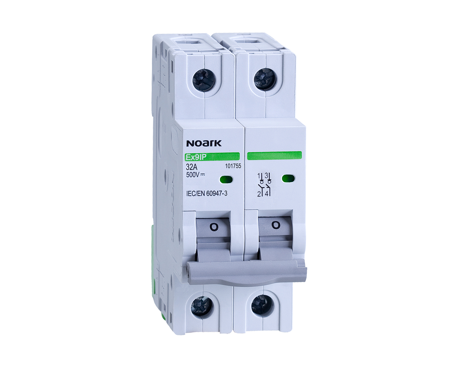Vypínač DC NOARK 101757 Ex9IP 2P 63A šířka 2 moduly, 2pól, 63A