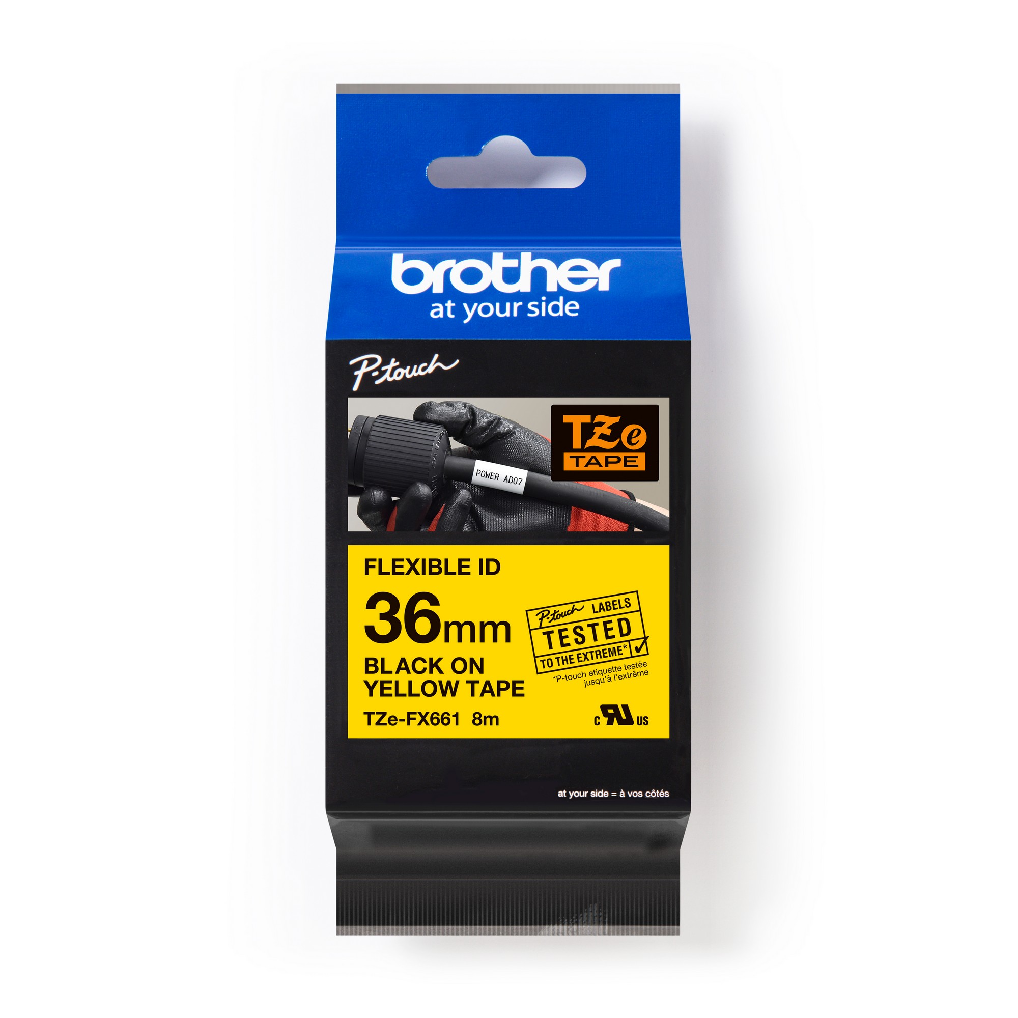 BROTHER TZEFX661 flexibilní žlutá/černá 36mm