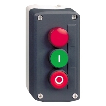 SCHN XALD363B Ovládací skříň třítlačítková, 2 lícuj., 1 Z - zelená, 1 V - rudá, 1 sig. - rudá