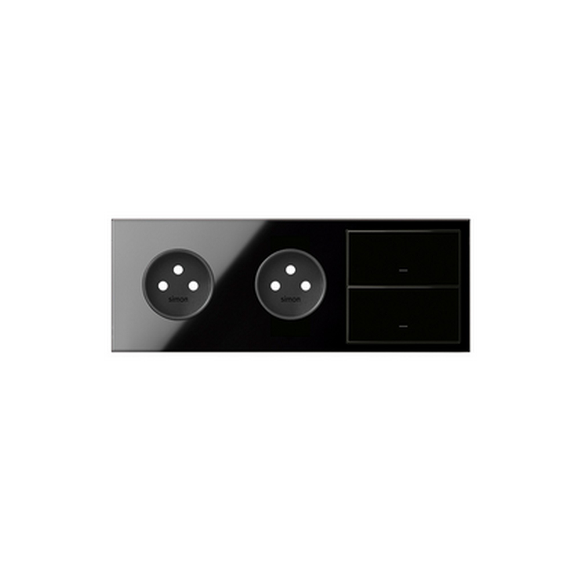 Sestava 3 násobná: 2 zásuvky+2 kryty, černá