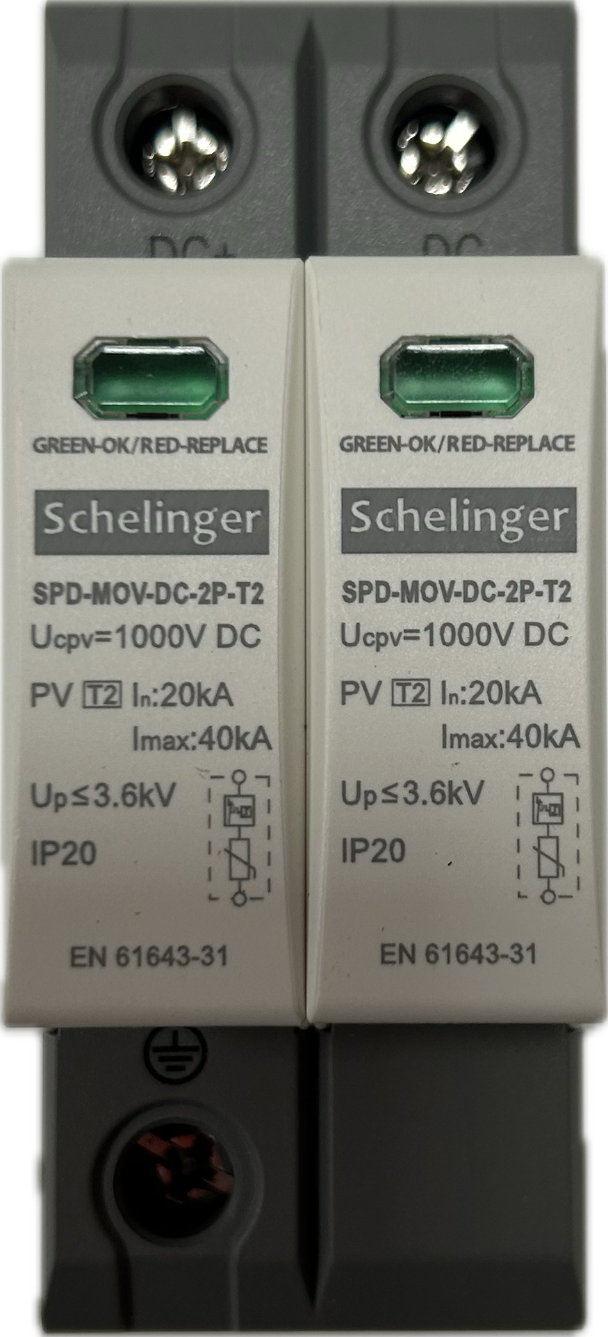 Svodič přepětí 2P DC 1000V třída T2, A53-SPD-MOV-DC-2P-T2
