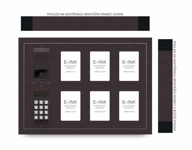 CZPHONE 4004092036 S elektronickým papírem (E-INK) FlatLine: MĚDĚNÁ - MELODY: klávesnice až 96 jmen