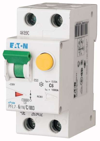 Chránič proudový s jištěním Eaton PFL7-6/1N/C/003-A