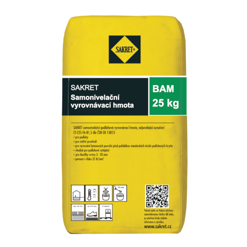 Hmota samonivelační vyrovnávací Sakret BAM 25 kg