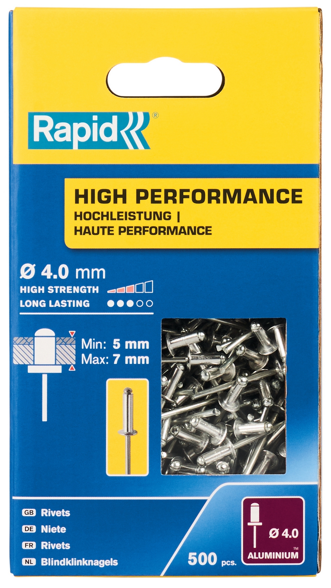 Nýty hliníkové Rapid High Performance 4×10 mm 500 ks