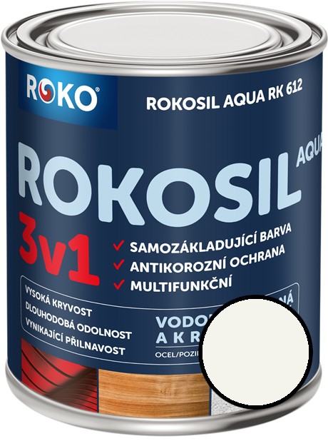 Barva samozákladující Rokosil Aqua 3v1 RK 612 1000 bílá, 3 l