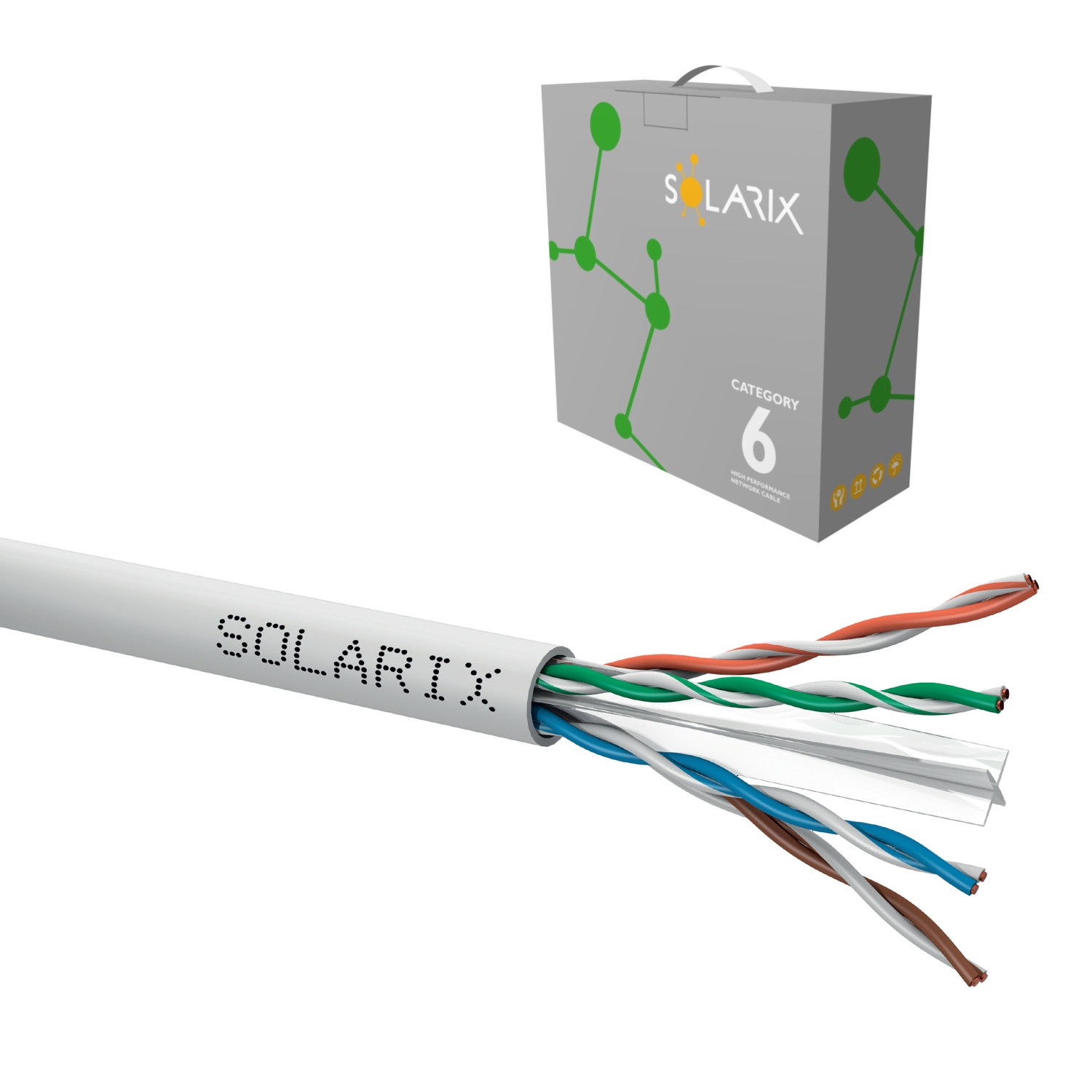 Kabel instalační Solarix CAT6 UTP nestíněný PVC 100 m