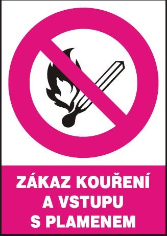 Samolepka zákazová Zákaz kouření a vstupu s plamenem A5