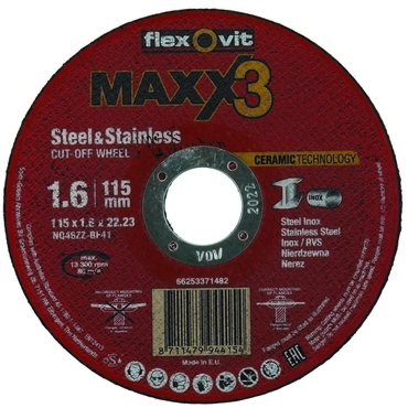 Kotouč řezný Flexovit Maxx3 NQ46ZZ-T41 115×22,23×1,6 mm