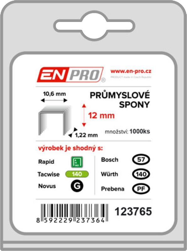 Spony ENPRO 345 10,6×10×1,22 mm 5 000 ks