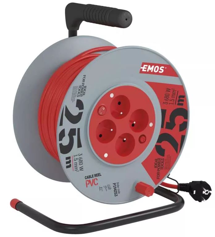 Kabel prodlužovací na bubnu s vypínačem Emos 25 m 1,5 mm2 IP 20