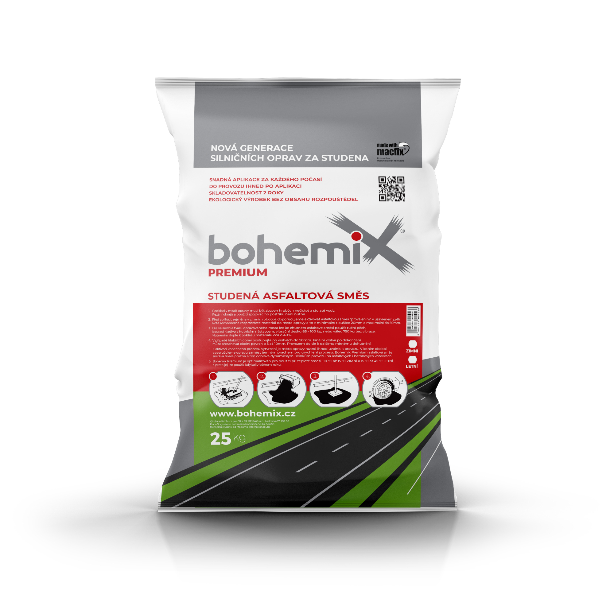 Bohemix studená obalovaná asfaltová směs (25kg/bal)