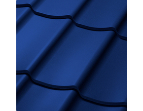 Velkoformátová profilovaná plechová střešní krytina SATJAM Trend PE25 RAL 5010 modrá