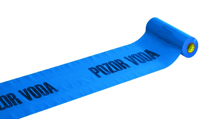 Fólie výstražná Anticor modrá – POZOR VODA 20 m