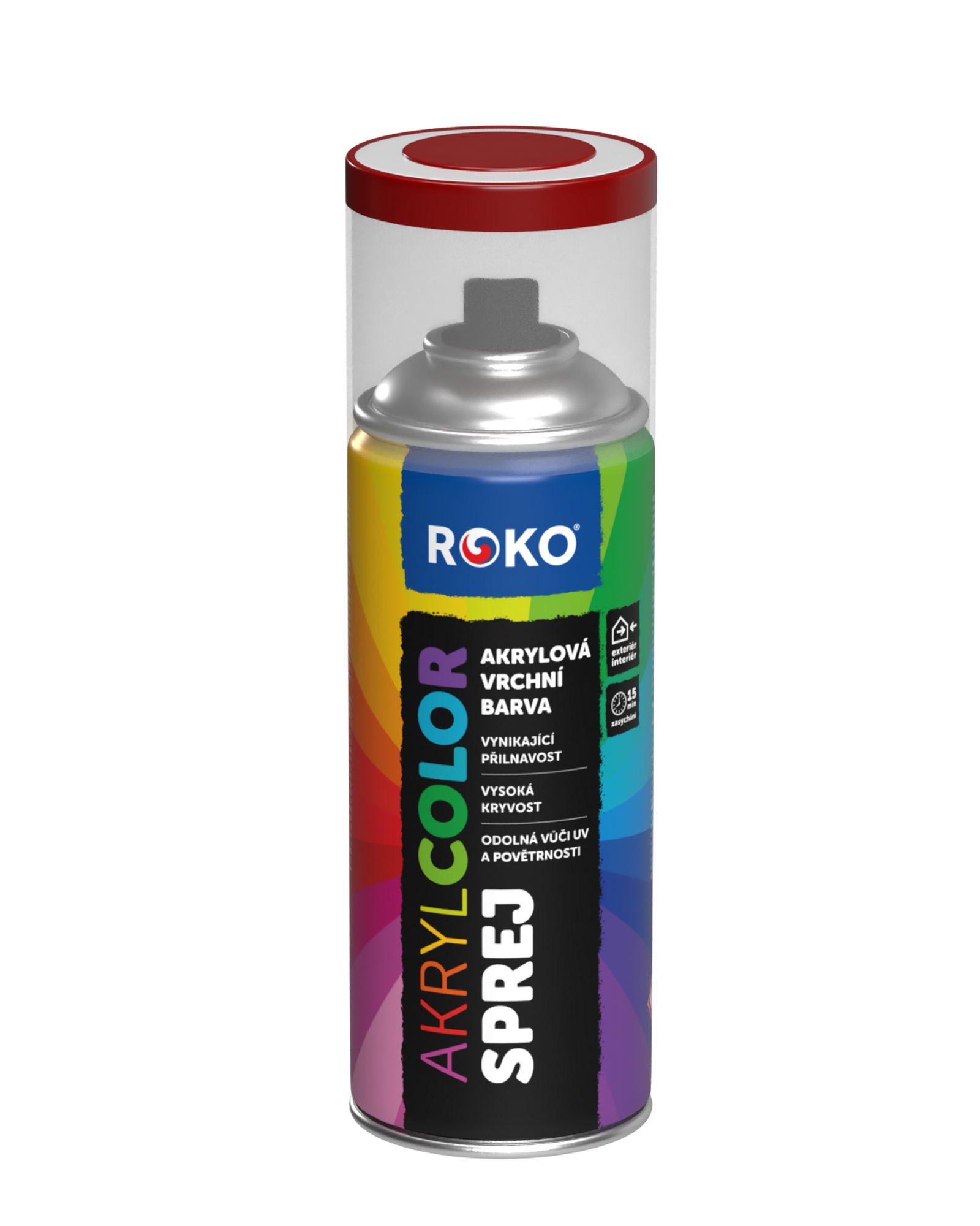 Barva akrylová vrchní Roko AKRYCOLOR Sprej rubínová, 400 ml