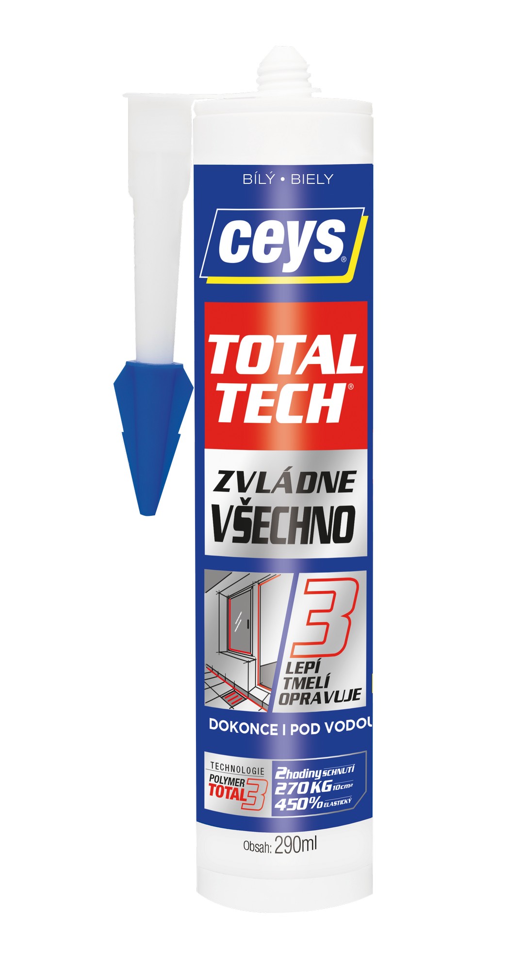 Tmel lepicí Ceys TOTAL TECH Express bílý 290 ml
