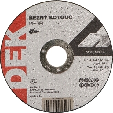 Kotouč řezný DEK PROFI 125×22,23×2,5 mm