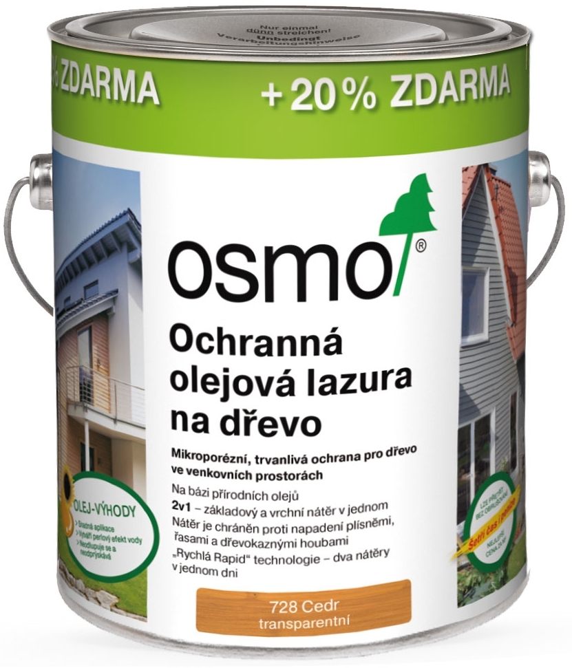 Lazura olejová ochranná Osmo 728 cedr, 3 l