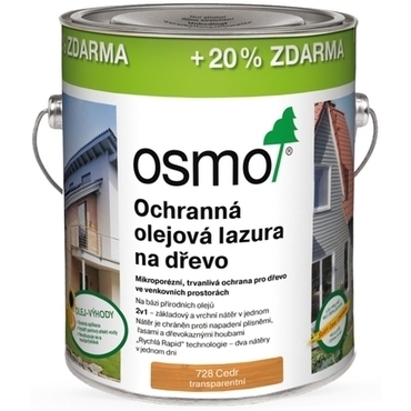 Lazura olejová ochranná Osmo 728 cedr, 3 l