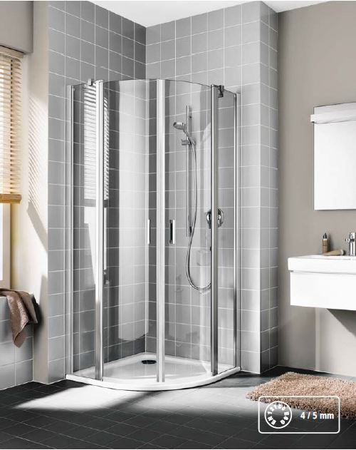 Kout sprchový Kermi CADA XS CKP55 800×800 mm stříbrná/čiré sklo R550