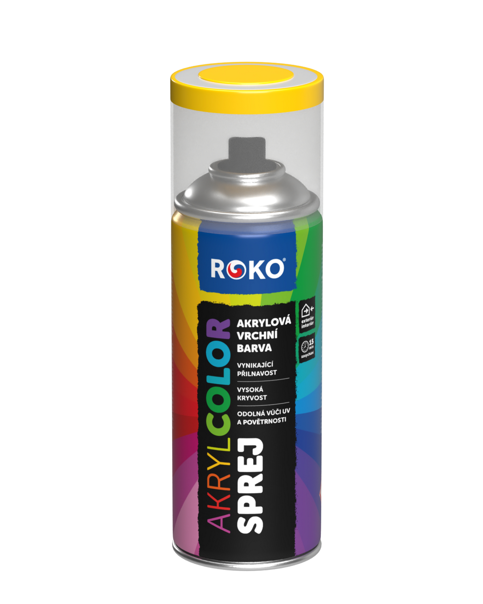 Barva akrylová vrchní Roko AKRYCOLOR Sprej signální žlutá, 400 ml