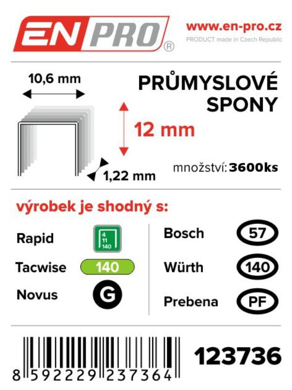 Spony ENPRO 345 10,6×12×1,22 mm 4 000 ks