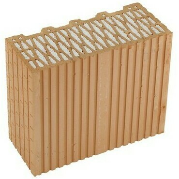 Broušená cihla HELUZ FAMILY 30-1/2 2in1 poloviční, s tepelnou izolací 125×380×249 mm