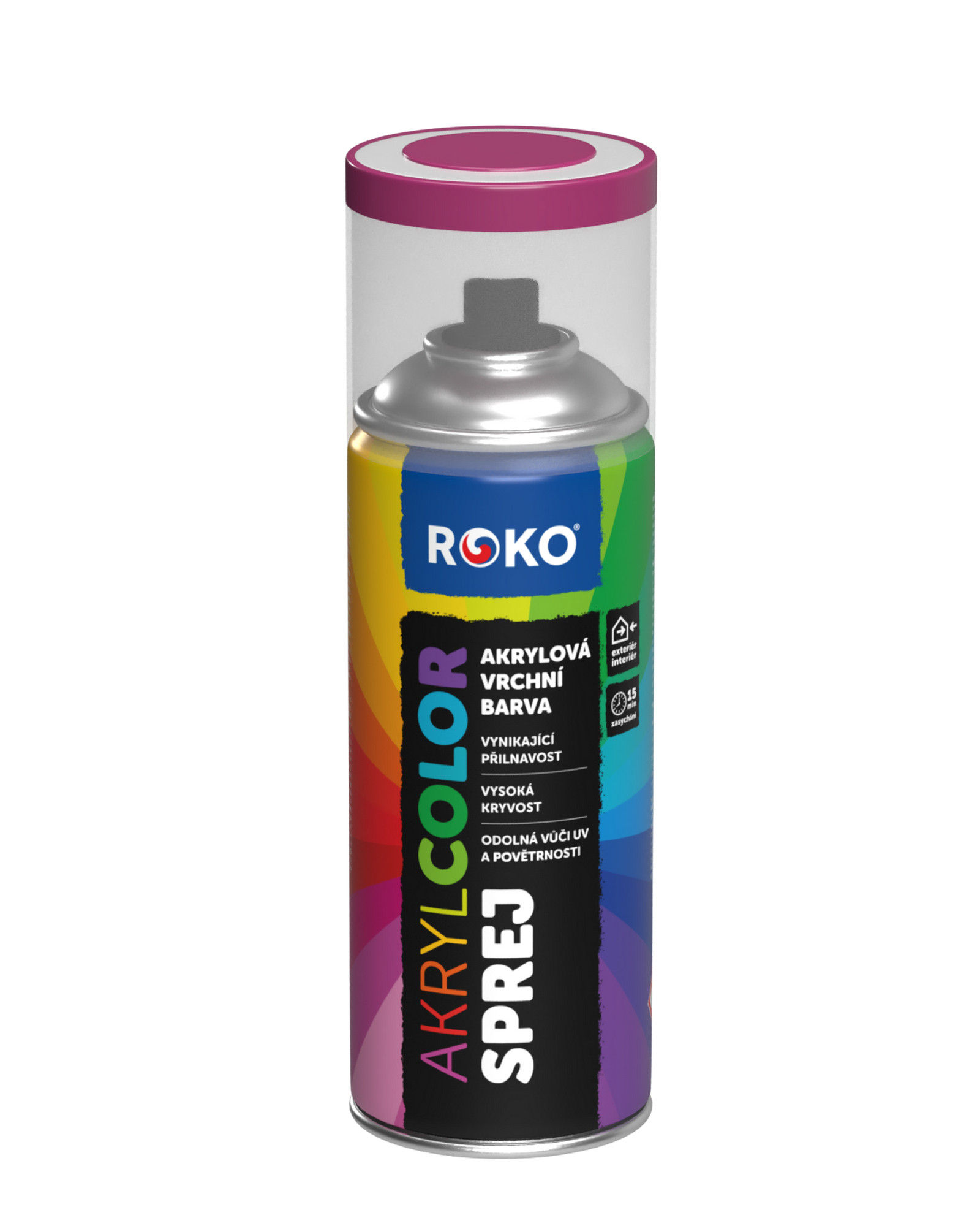 Barva akrylová vrchní Roko AKRYCOLOR Sprej signální fialová, 400 ml