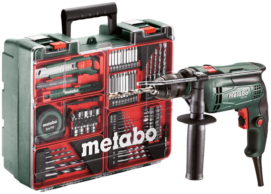 Vrtačka s příklepem Metabo SBE 650 Set