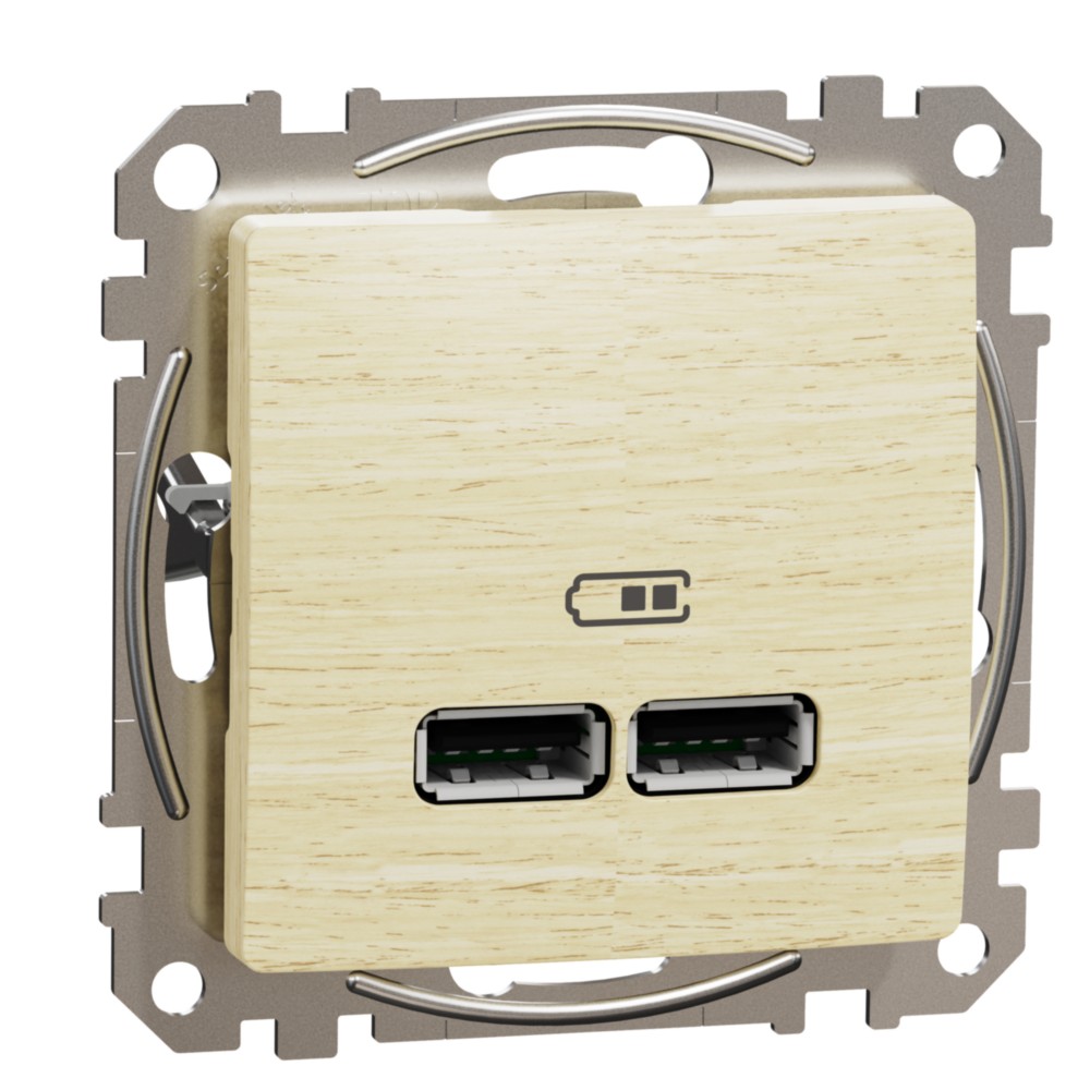 Zásuvka nabíjecí USB Schneider Sedna Design 2× USB A bříza