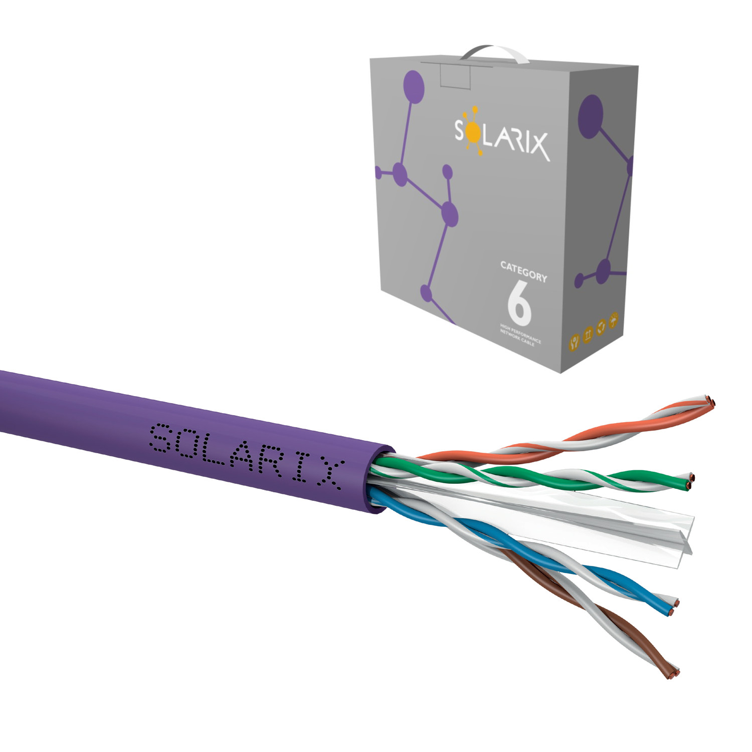 Kabel instalační Solarix CAT6 UTP nestíněný LSOH 100 m