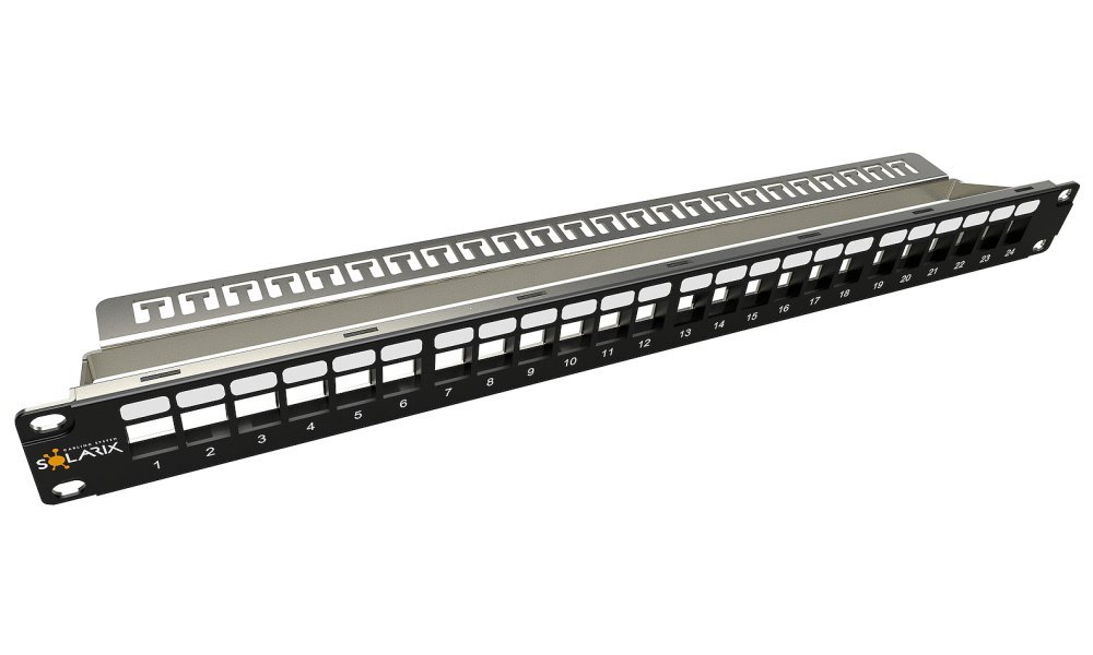 Patch panel 19" Solarix SX24M-0-STP-BK-UNI-N