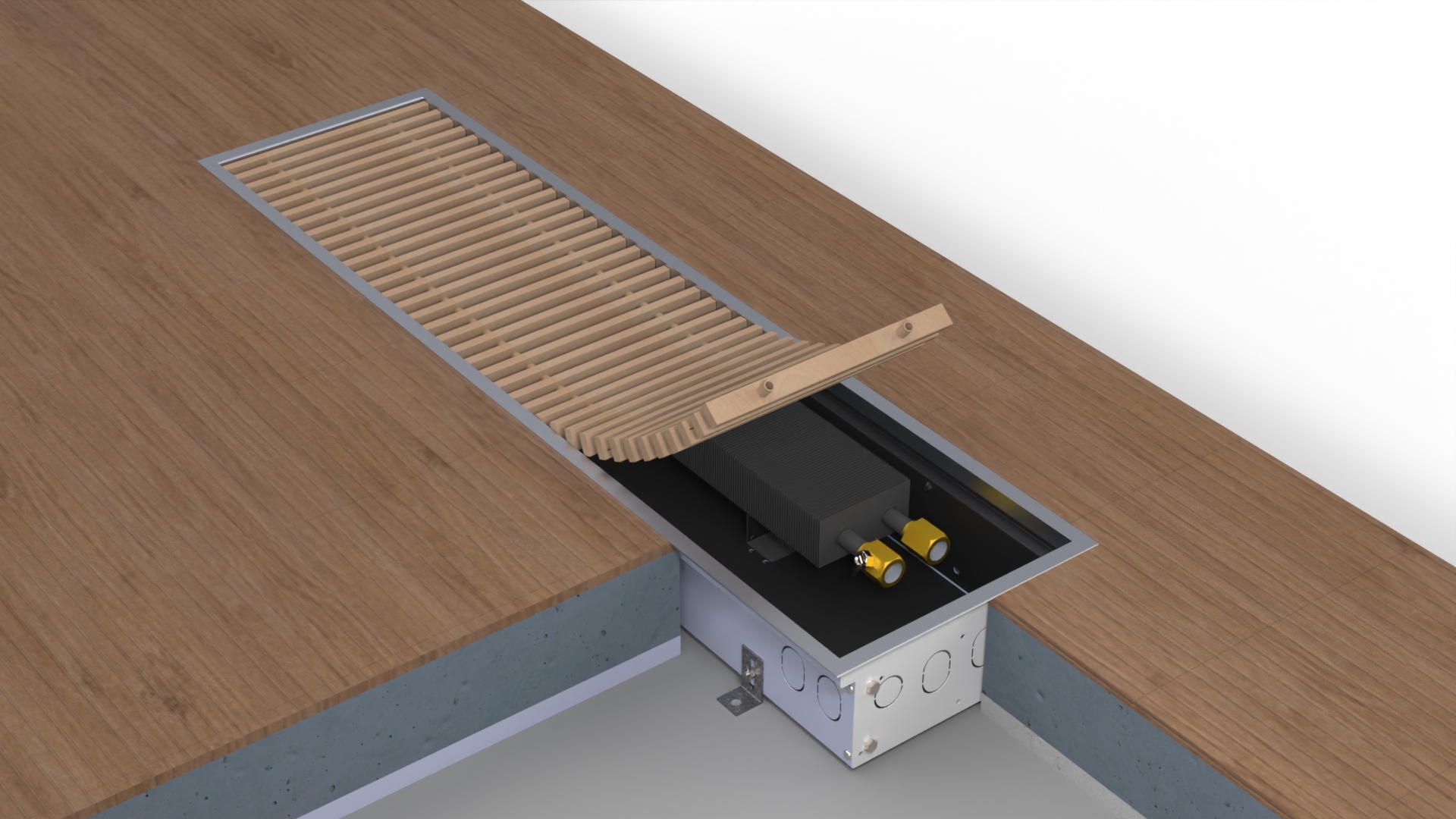 Konvektor podlahový Boki InFloor FMS 200×1300×90 mm bez ventilátoru