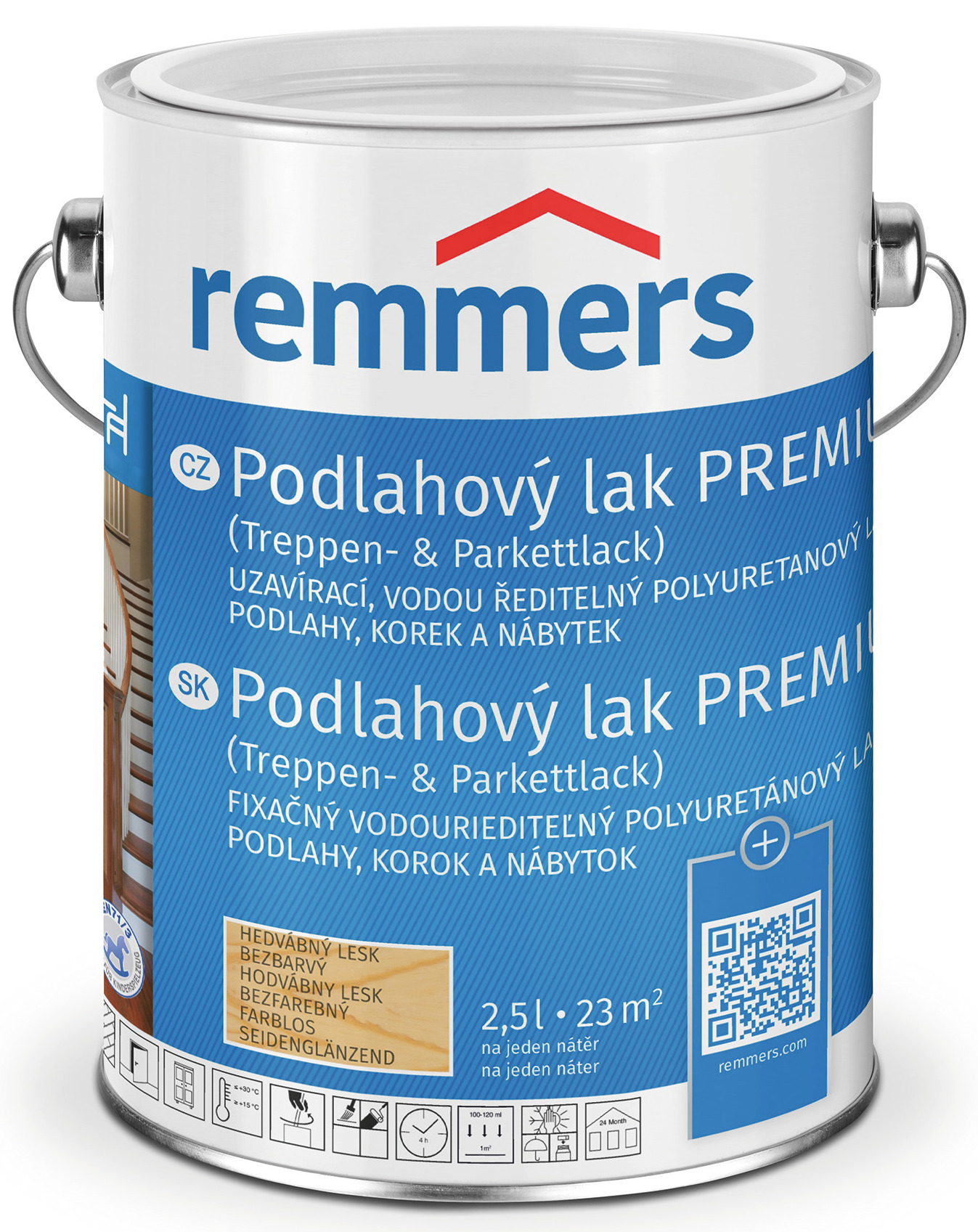 Lak podlahový Remmers Premium bezbarvý 2391 matný, 0,75 l