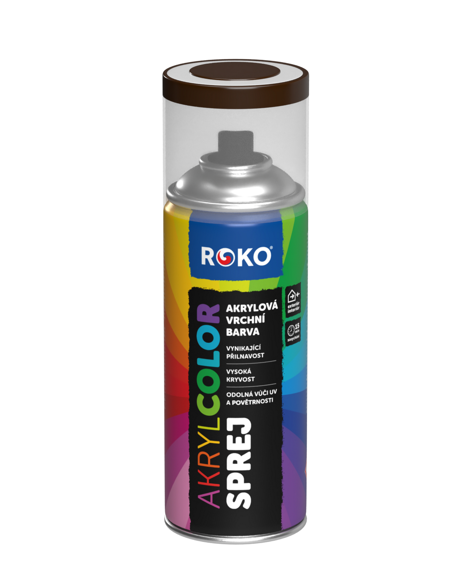 Barva akrylová vrchní Roko AKRYCOLOR Sprej čokoládová hnědá, 400 ml