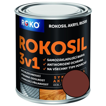 Barva samozákladující Rokosil akryl 3v1 RK 300 8440 červenohnědá, 0,6 l