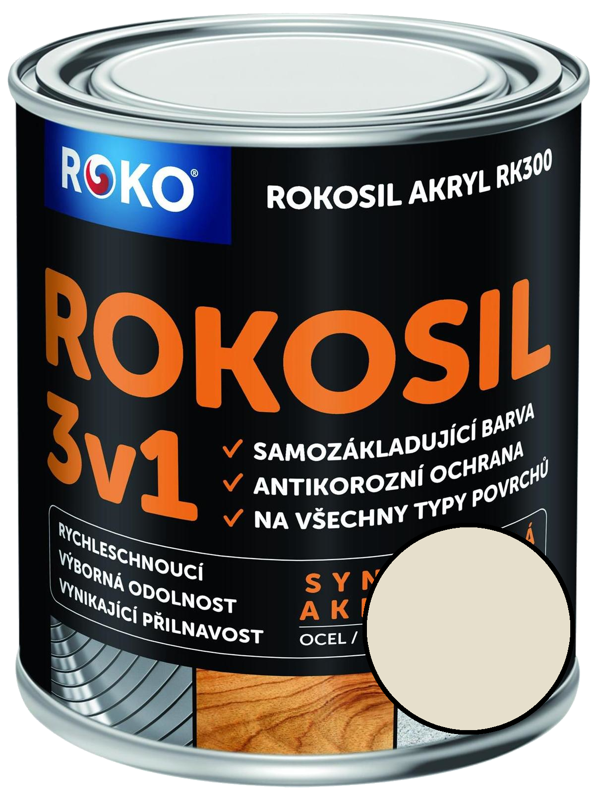 Barva samozákladující Rokosil akryl 3v1 RK 300 6003 slonová kost, 3 l