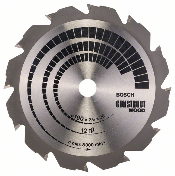 Kotouč pilový Bosch Construct Wood 190×20/16×2,6 mm 12 z.