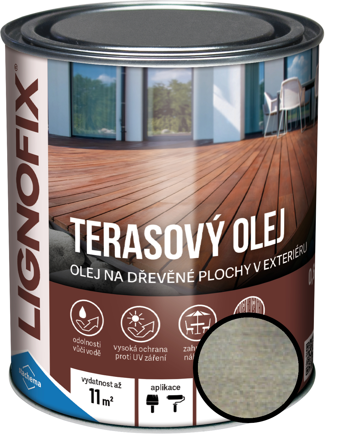 Olej terasový Lignofix antik-šedý, 2,2 l