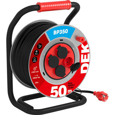 Kabel prodlužovací gumový na bubnu DEK BP350 50 m 1,5 mm2 IP 44