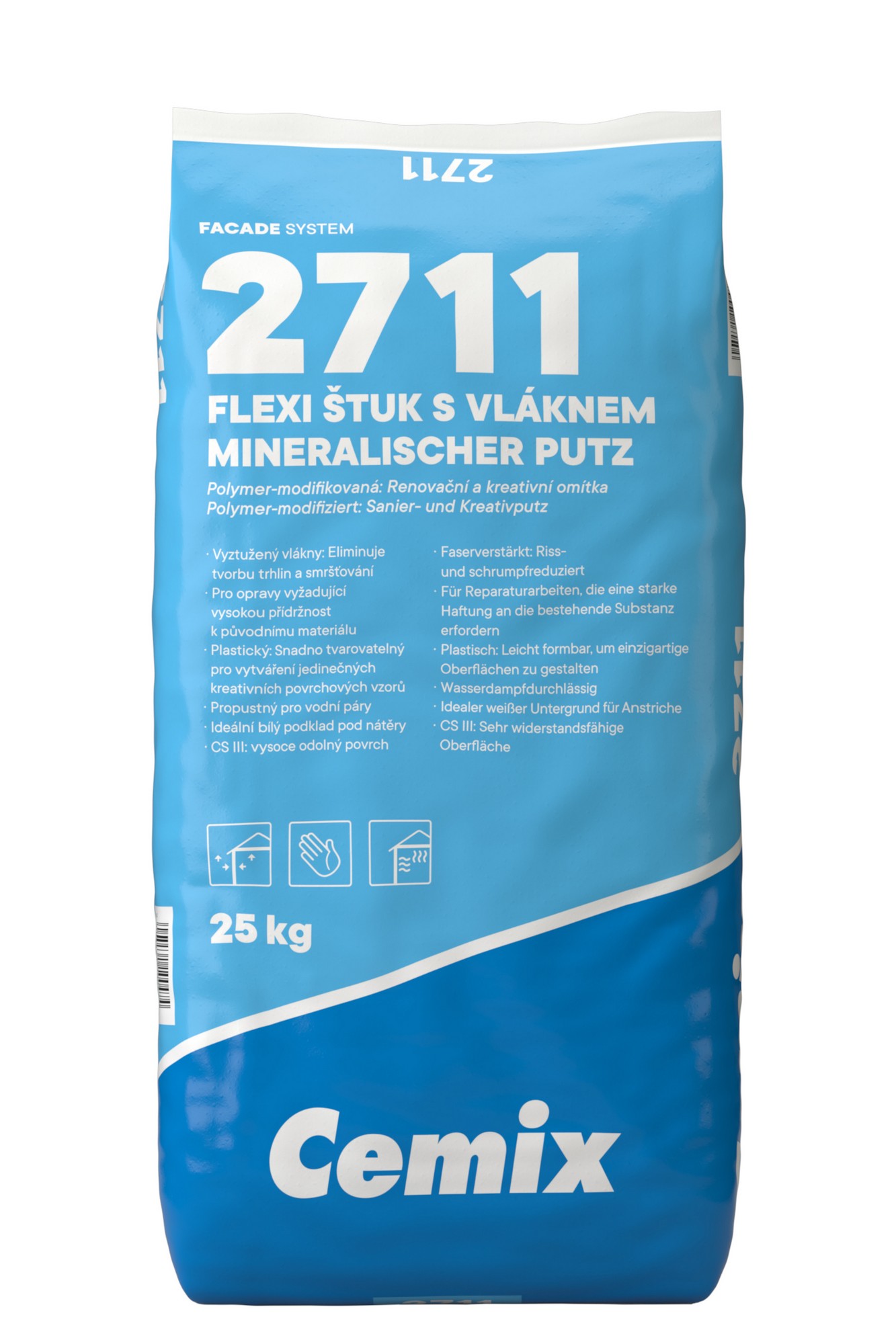 Štuk speciální Cemix 2711 FLEXI s vláknem 25 kg