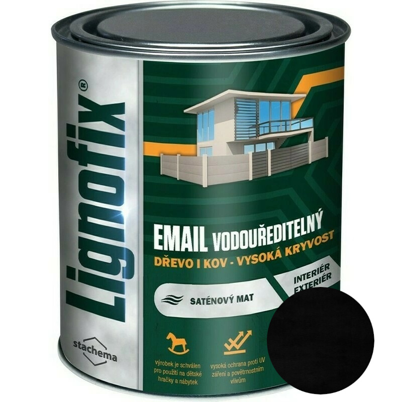 Barva vrchní Lignofix Email vodouředitelný černá, 4,5 l