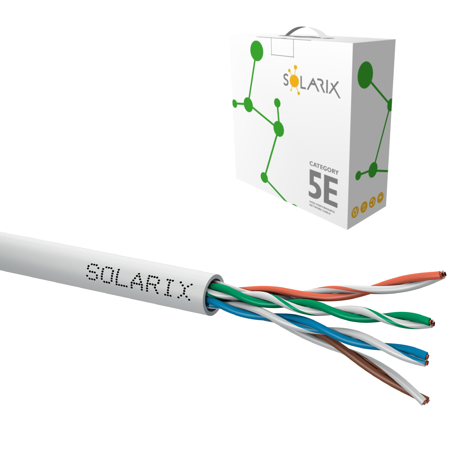 Kabel instalační Solarix CAT5e UTP nestíněný PVC 100 m