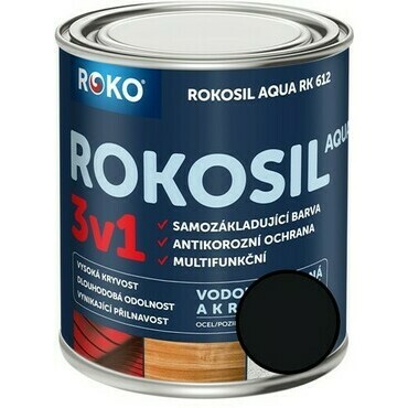 Barva samozákladující Rokosil Aqua 3v1 RK 612 černá, 0,6 l